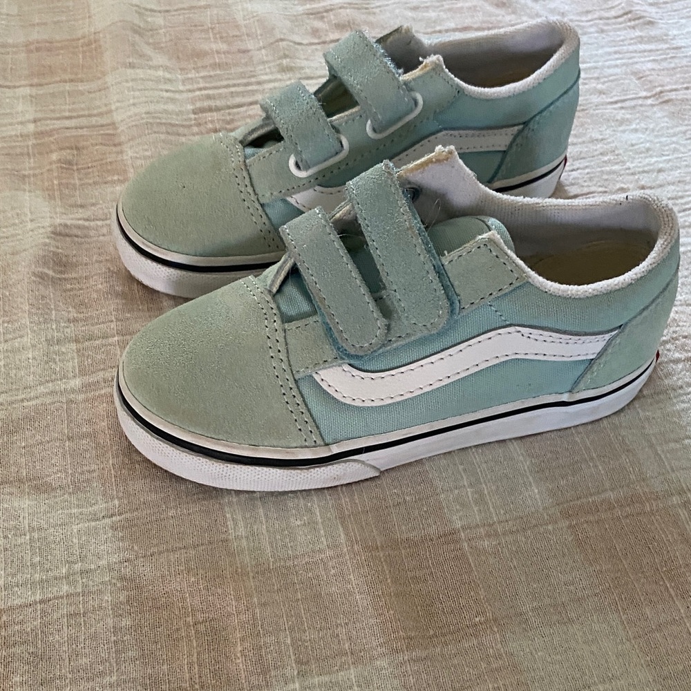 Turquoise Velcro vans